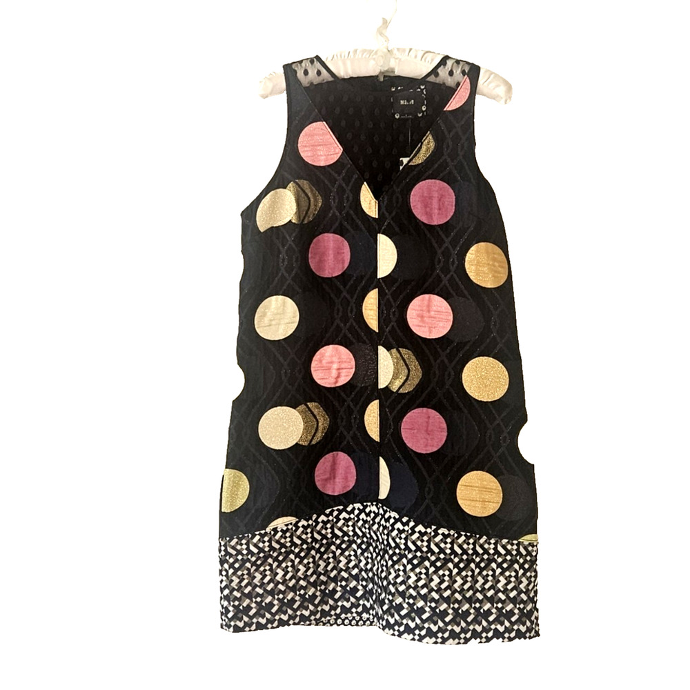 ANTHROPOLOGIE Maeve Retro Tilde Jacquard Mixed Media Dress Size S NWT Polka-dot